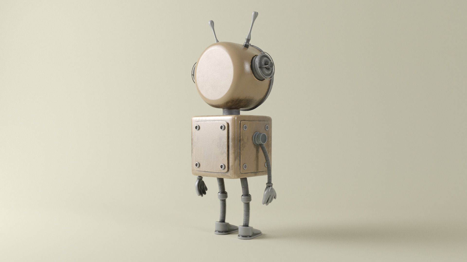 Old Alarm Robot Low-poly 3D model_7