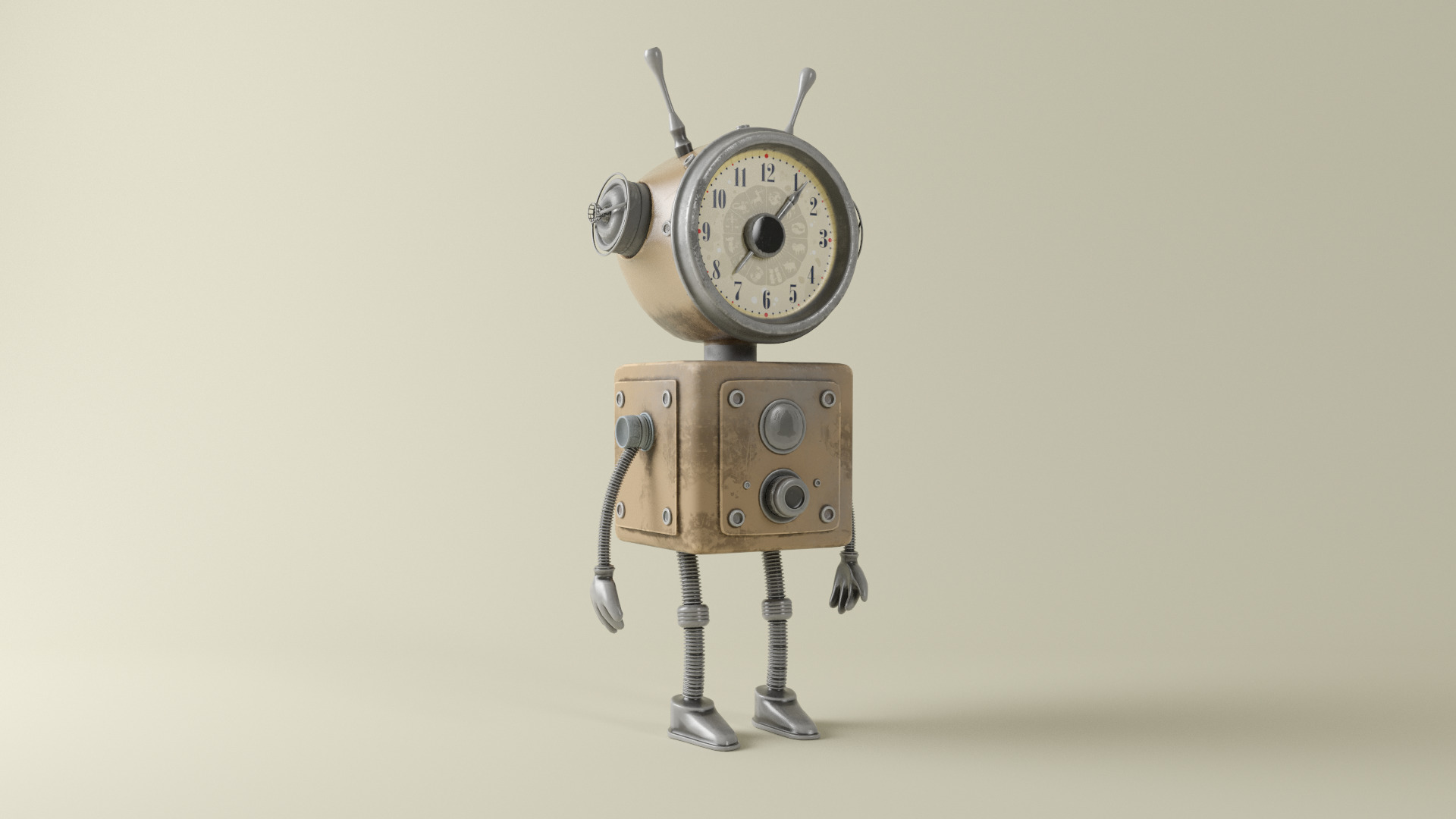 Old Alarm Robot Low-poly 3D model_6