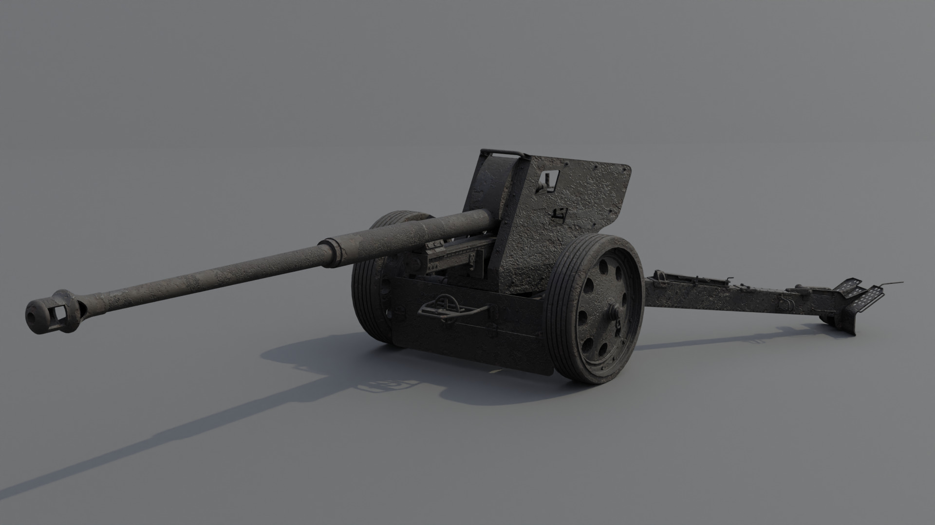 88 mm Pak 43 Anti-Tank Gun Low-poly 3D model_11