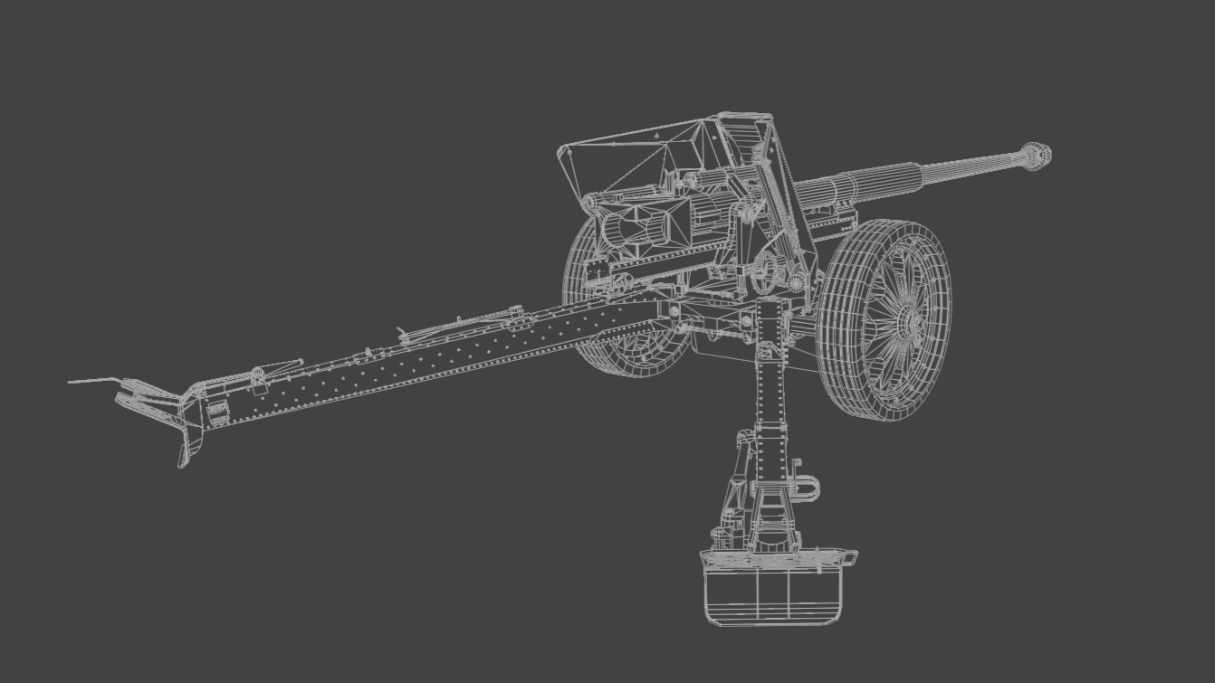 88 mm Pak 43 Anti-Tank Gun Low-poly 3D model_7