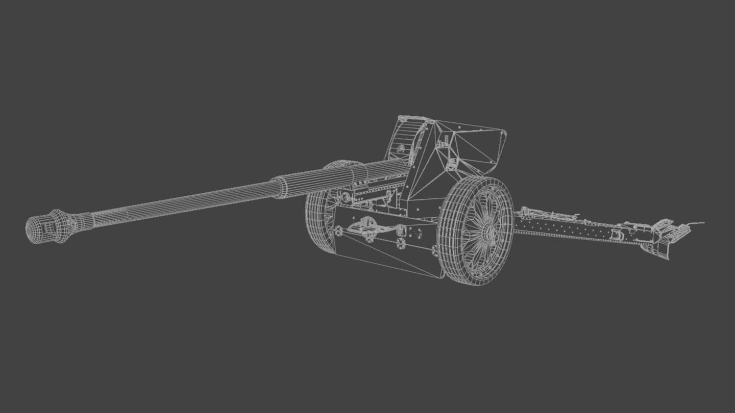 88 mm Pak 43 Anti-Tank Gun Low-poly 3D model_5