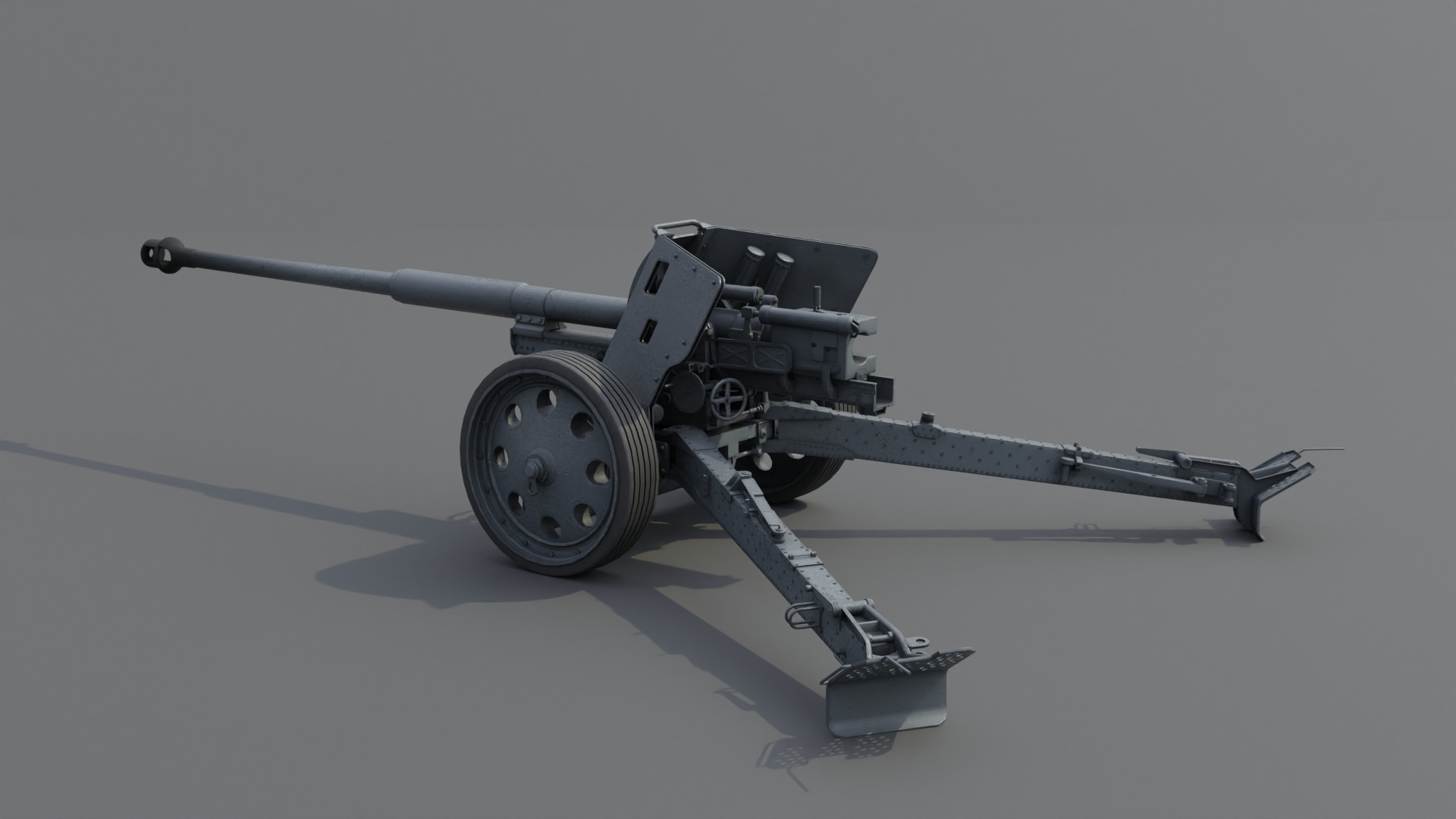 88 mm Pak 43 Anti-Tank Gun Low-poly 3D model_4