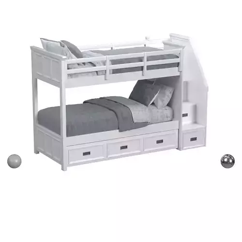 Hampton Kids Twin Over Twin Bunk w Staircase and Trundle 
