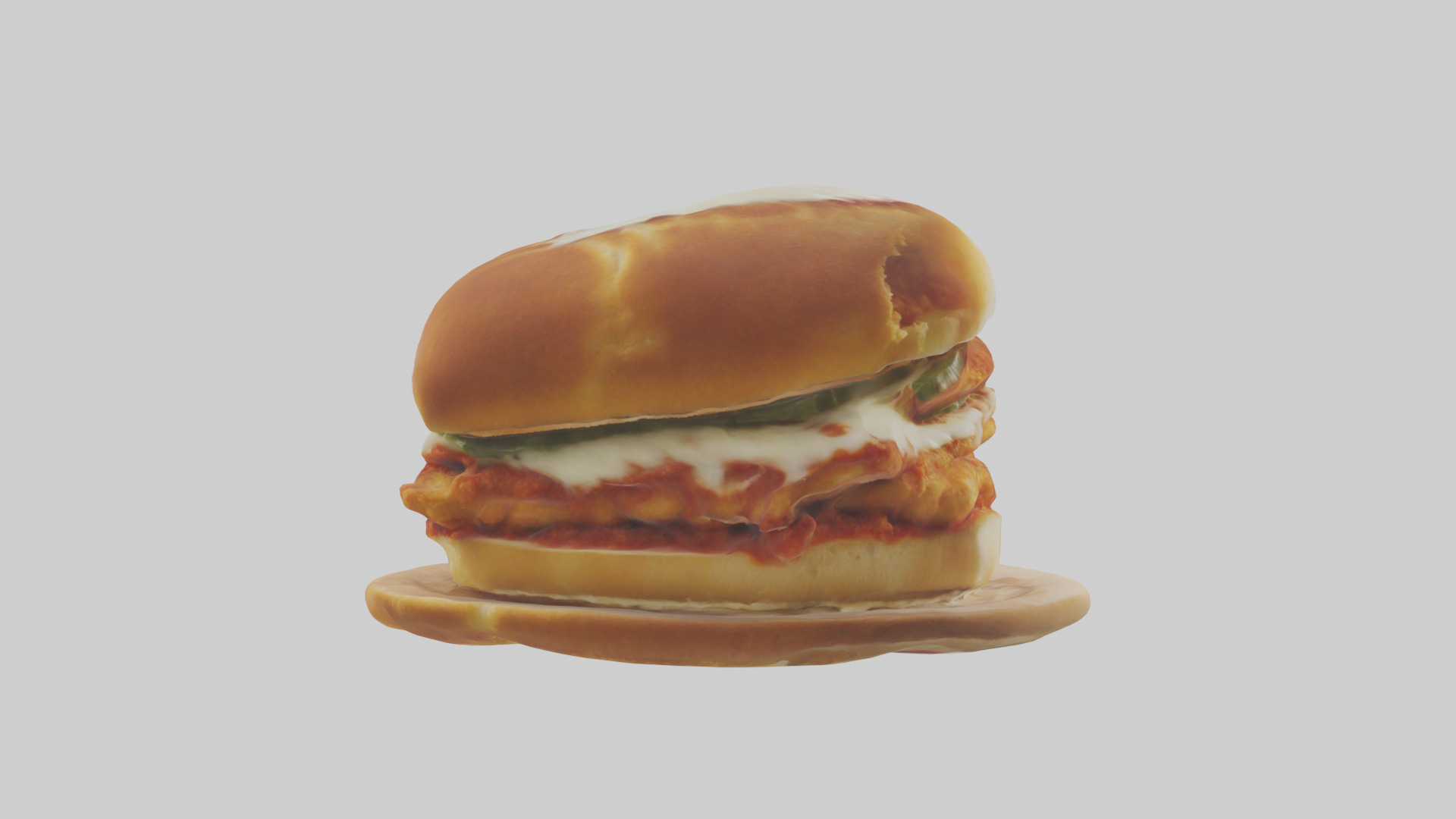 Chicken parmigiana sandwich model 3D model_2