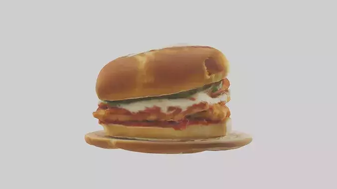 Chicken parmigiana sandwich model 3D model 3