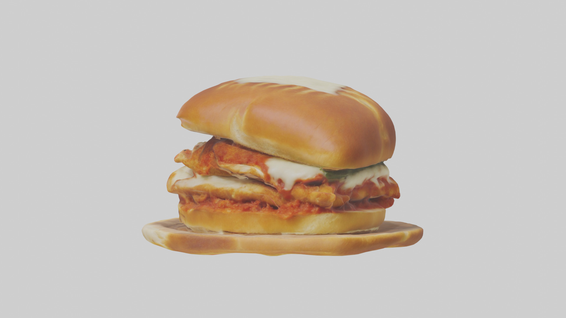 Chicken parmigiana sandwich model 3D model_1