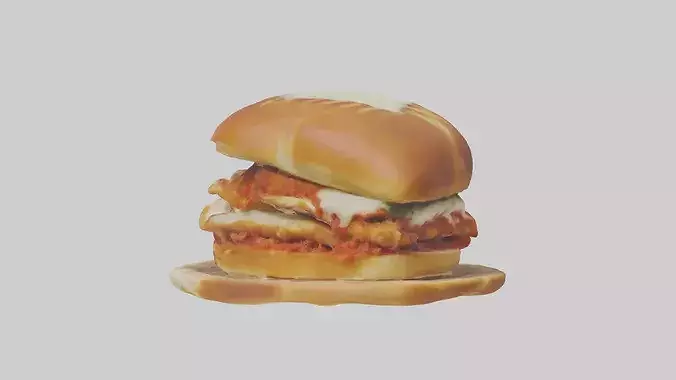 Chicken parmigiana sandwich model 3D model 2