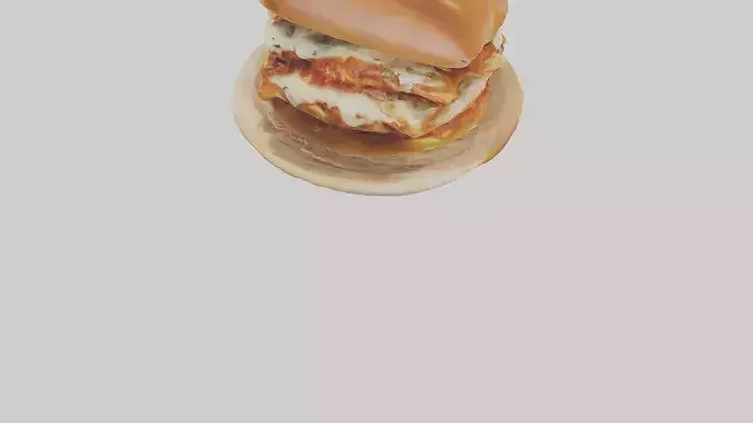 Chicken parmigiana sandwich model 3D model 6