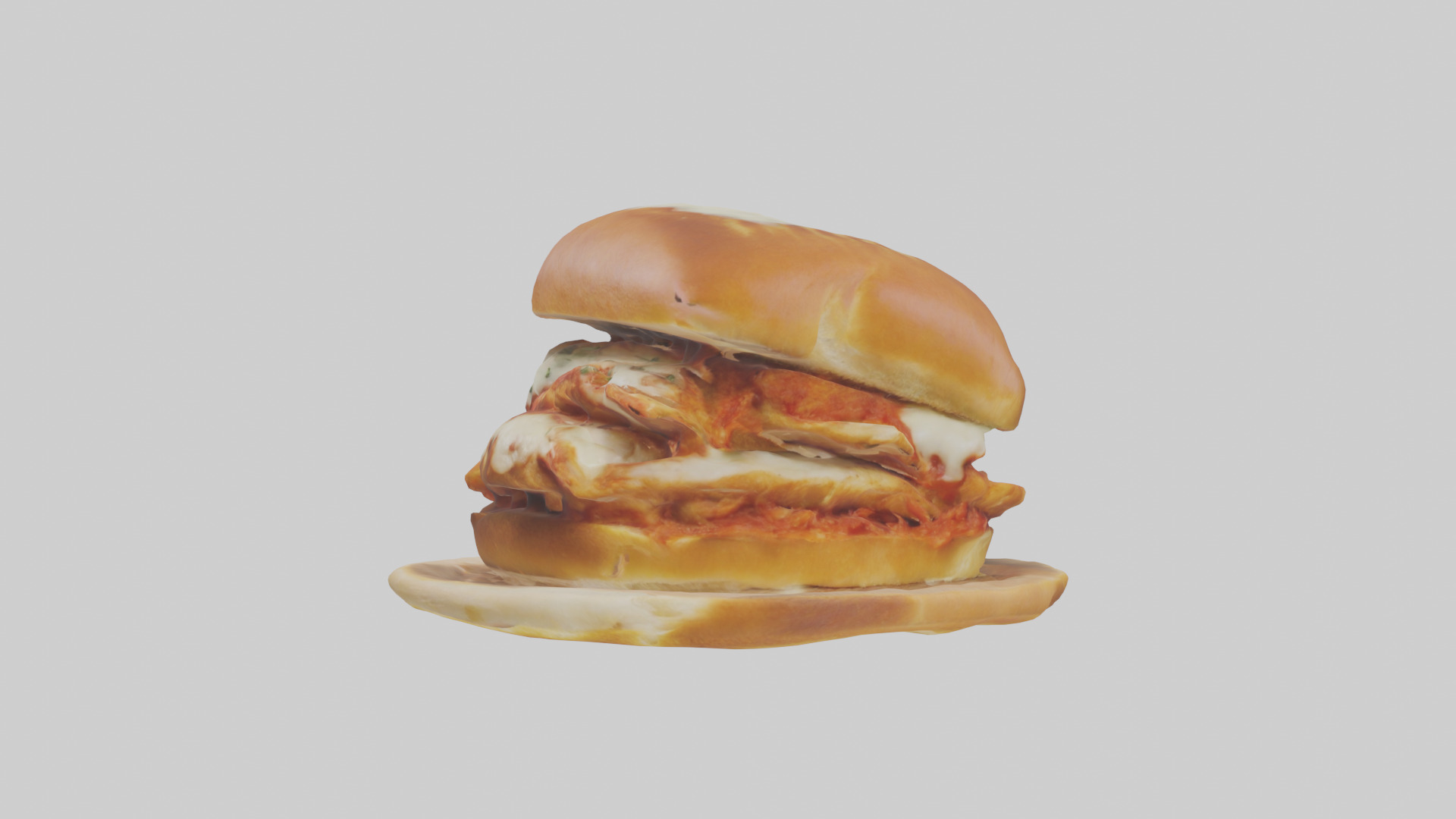 Chicken parmigiana sandwich model 3D model_12