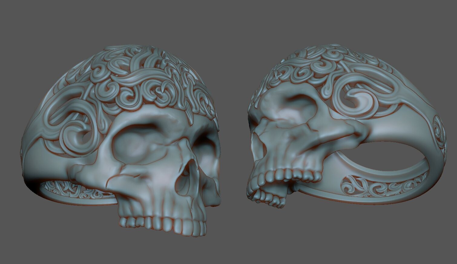 Skull Ring CAD 3D print model_4
