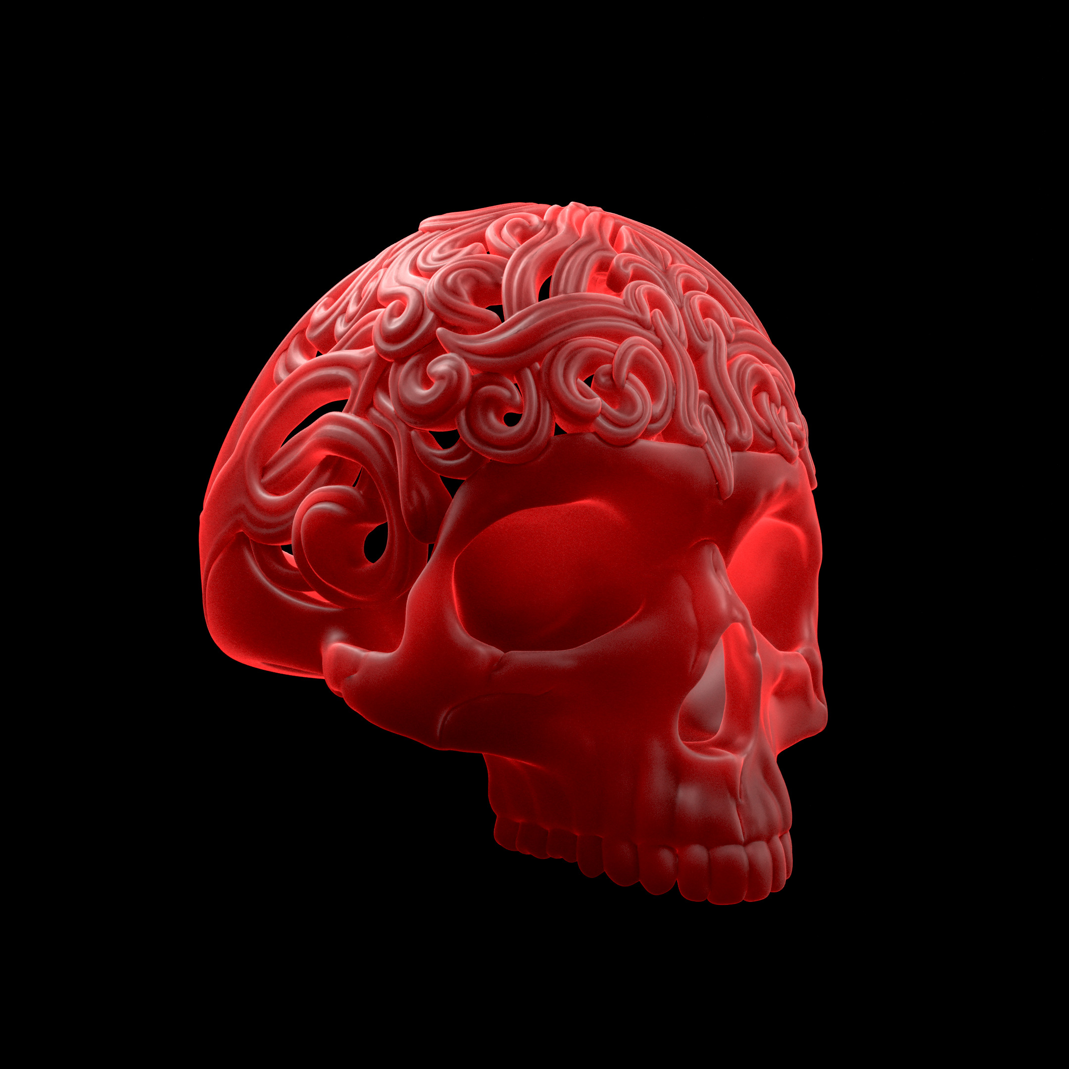 Skull Ring CAD 3D print model_2