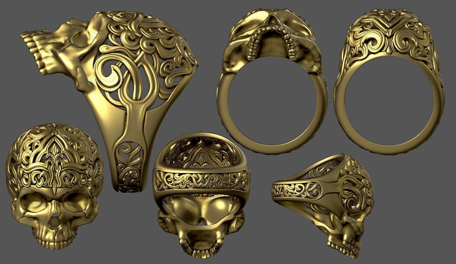 Skull Ring CAD 3D print model_6