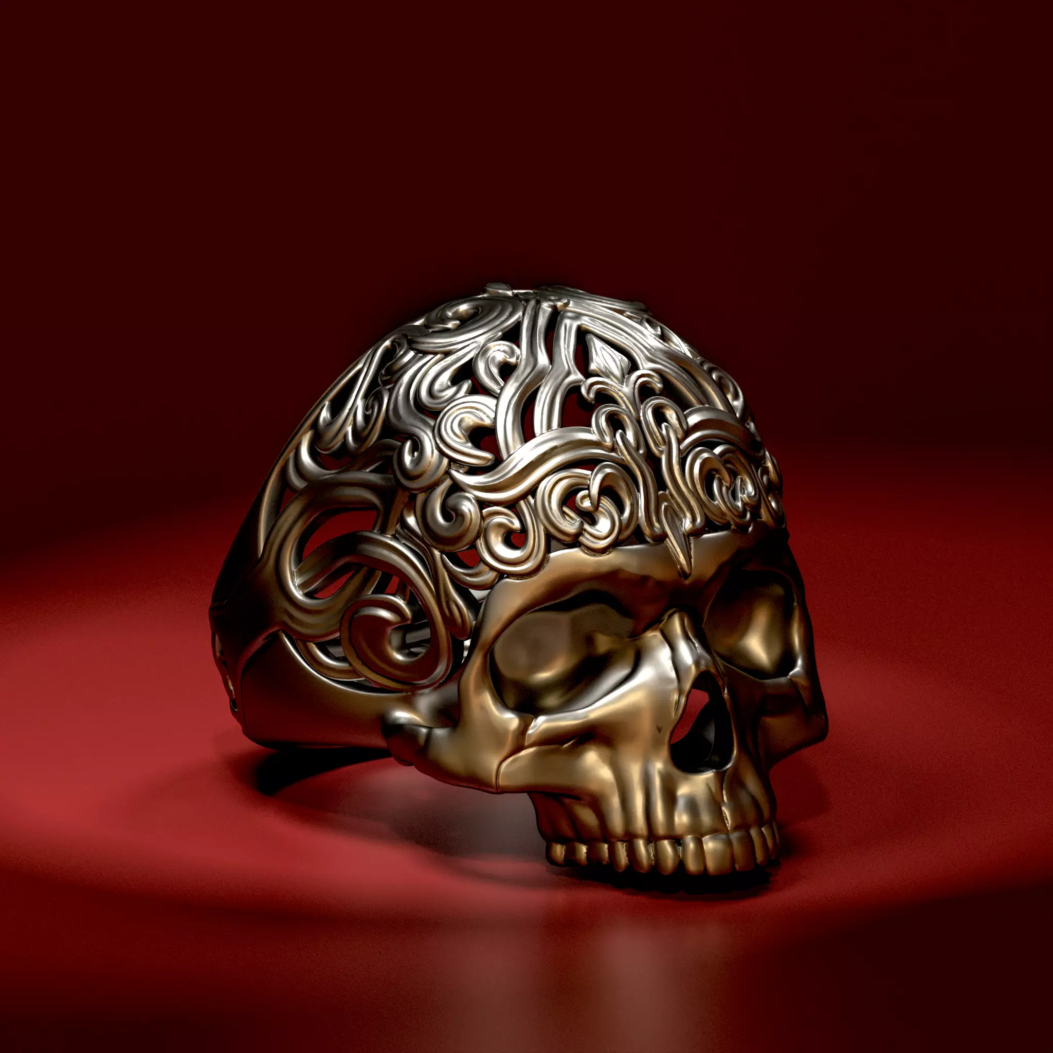 Skull Ring CAD 3D print model_0