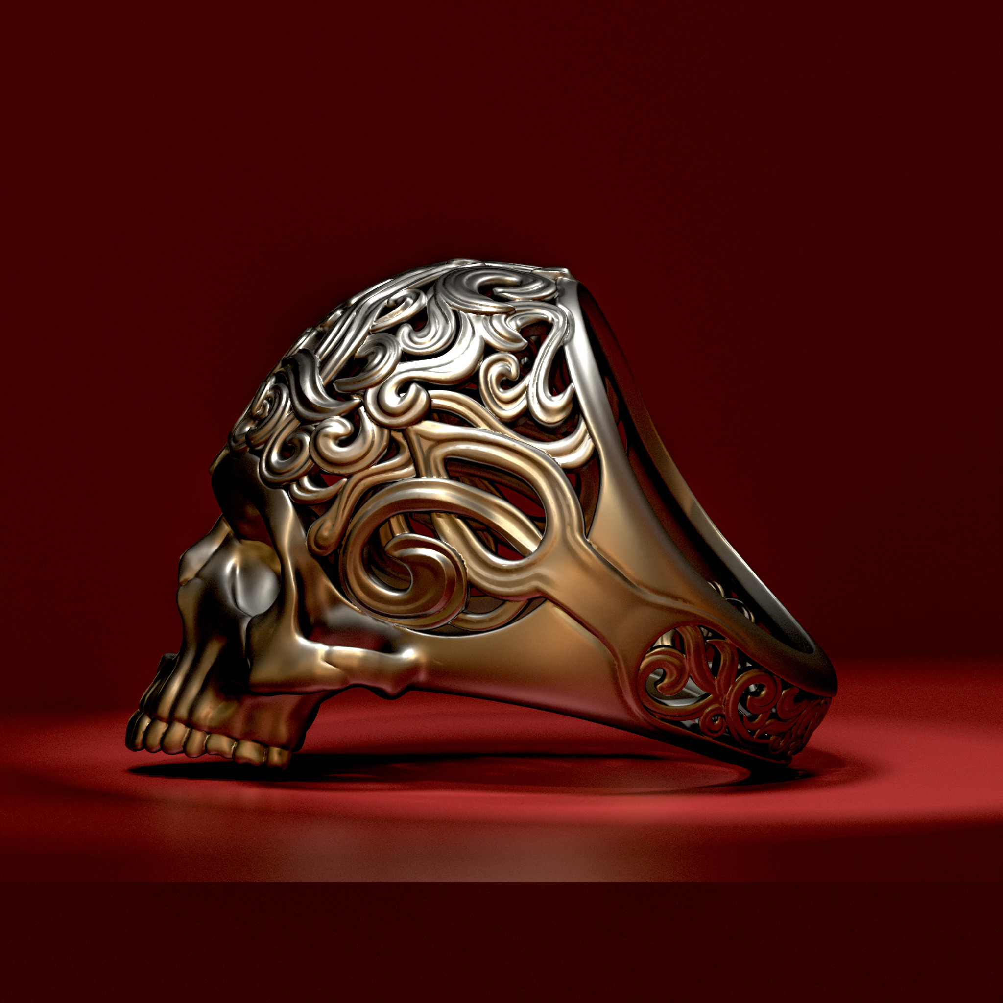 Skull Ring CAD 3D print model_1