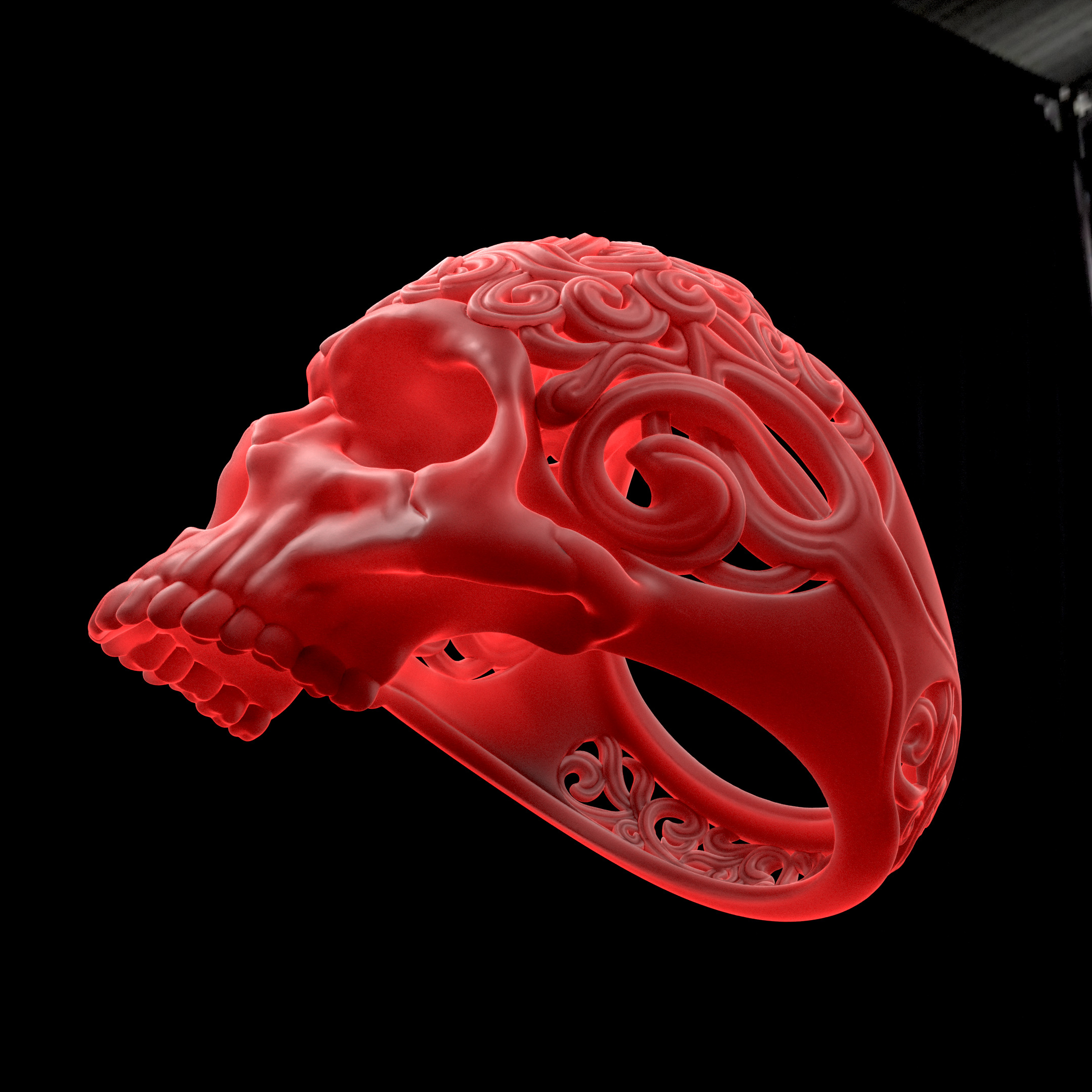 Skull Ring CAD 3D print model_3