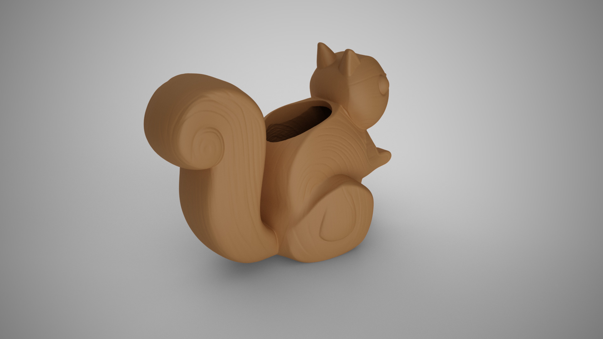 Wood Look Squirrel Penholder 3D print model_1