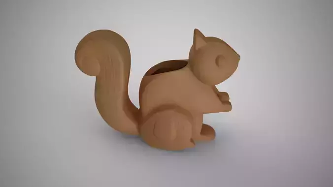 Wood Look Squirrel Penholder 3D print model