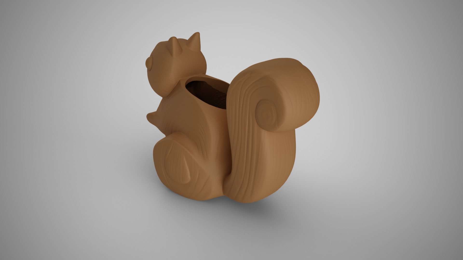 Wood Look Squirrel Penholder 3D print model_3