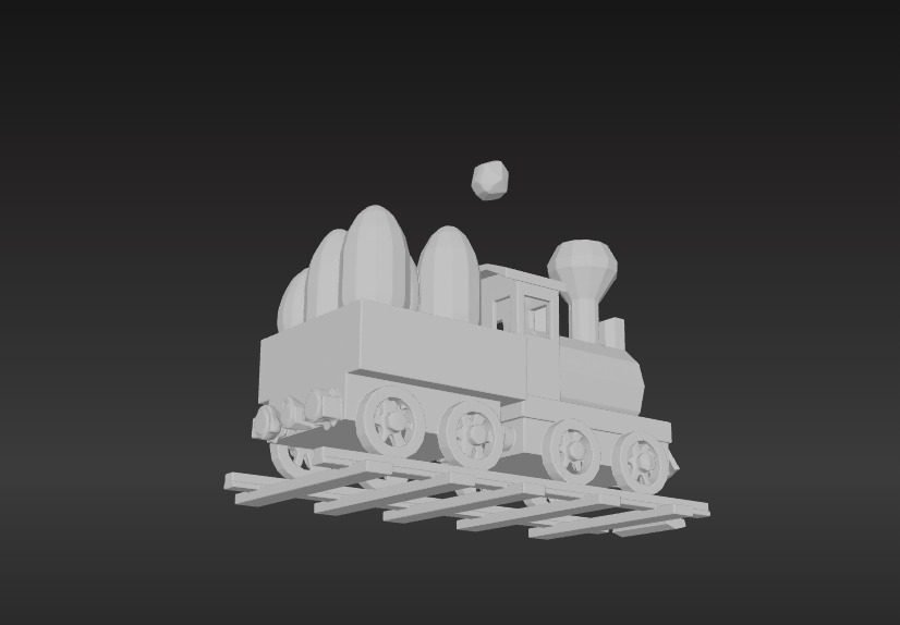 Low-Poly Easter Train 3D model_5