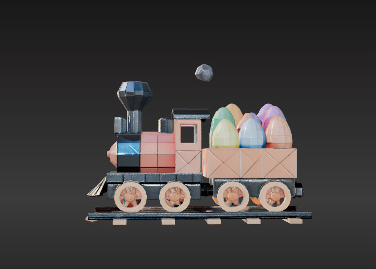Low-Poly Easter Train 3D model_2