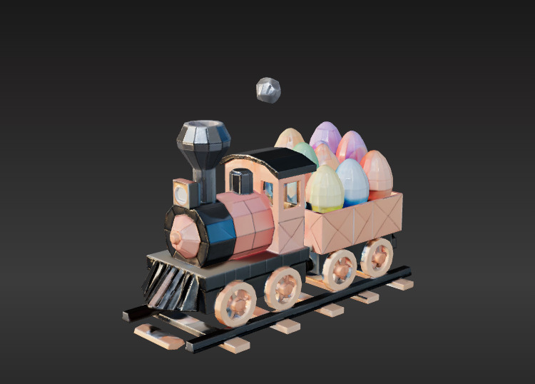 Low-Poly Easter Train 3D model_1