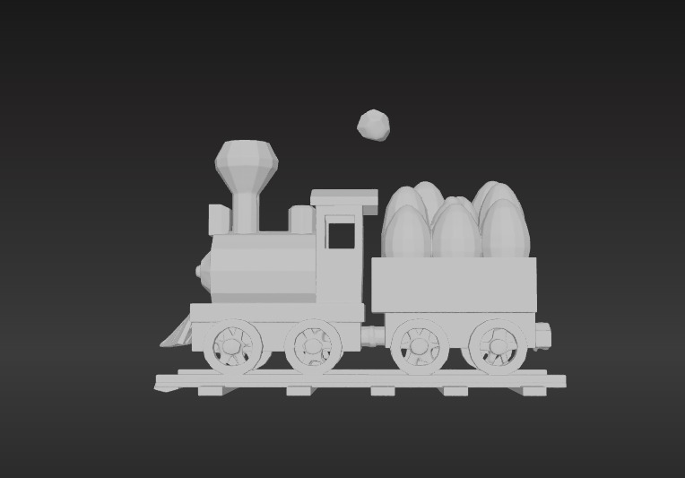 Low-Poly Easter Train 3D model_7