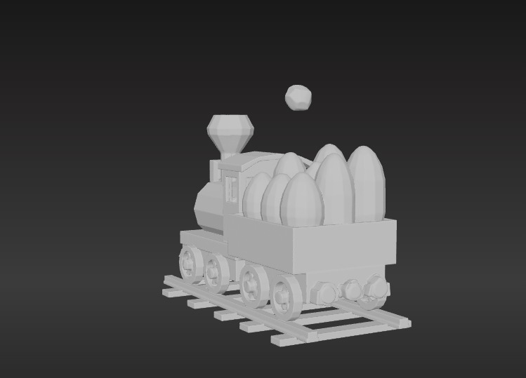 Low-Poly Easter Train 3D model_6
