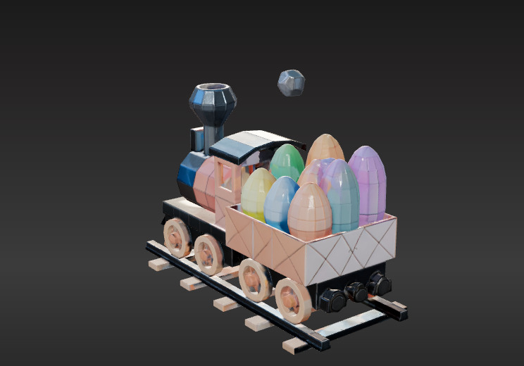 Low-Poly Easter Train 3D model_3
