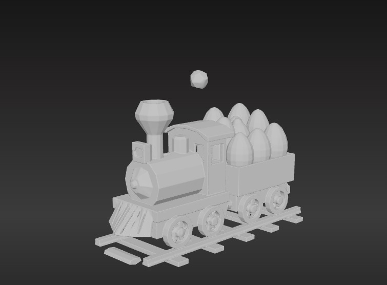 Low-Poly Easter Train 3D model_8