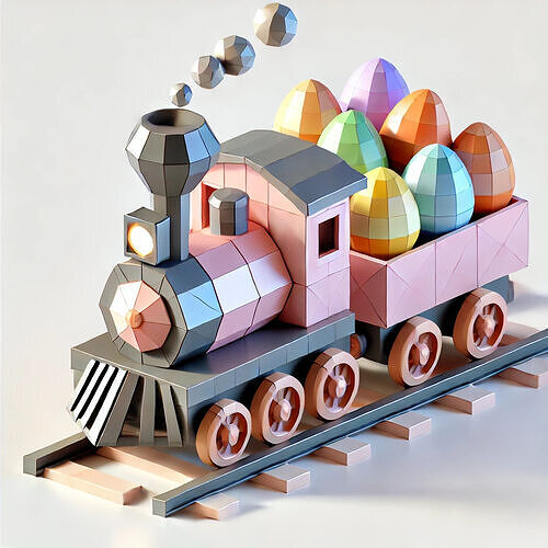 Low-Poly Easter Train 3D model