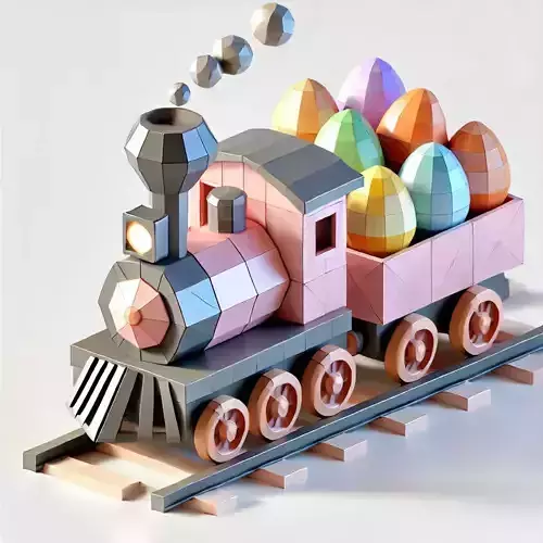 Low-Poly Easter Train