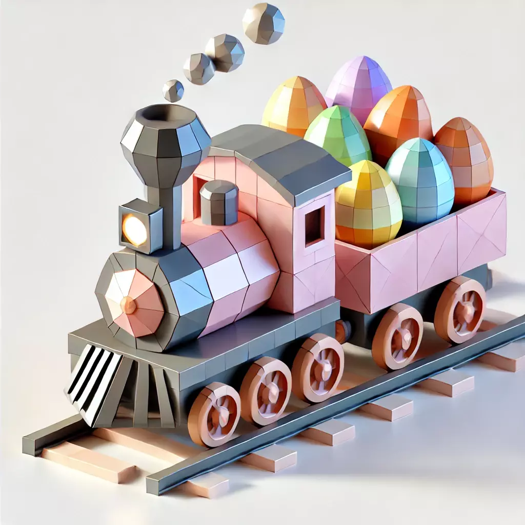 Low-Poly Easter Train 3D model_0