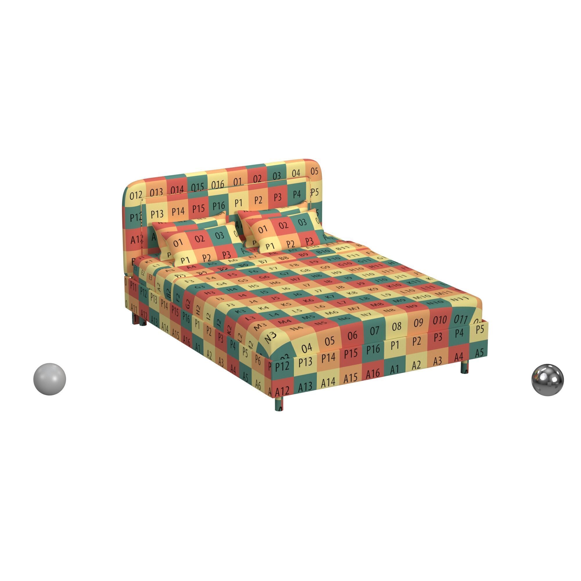 Gwendolyn Upholstered Platform Bed 3D model_2
