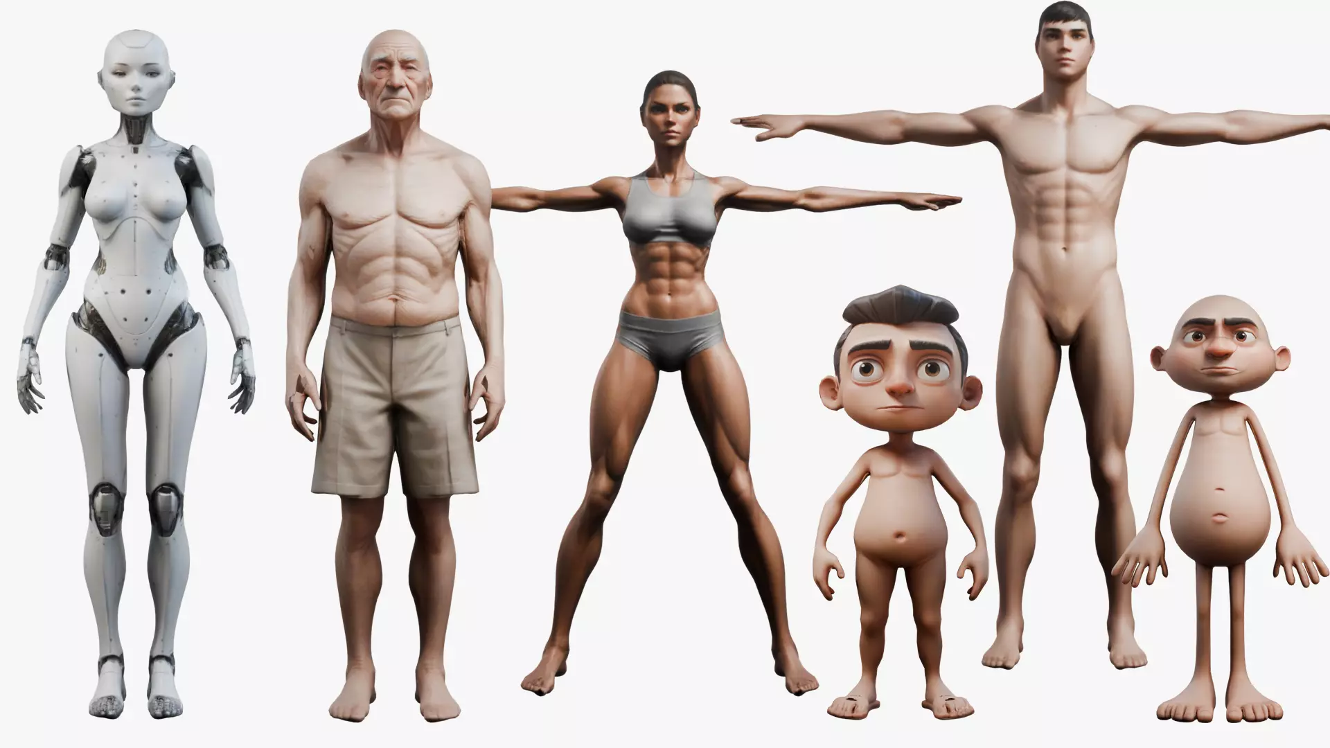 Diverse 3D Body Collection Female Robot Cartoon Kid  More Low-poly 3D model_0