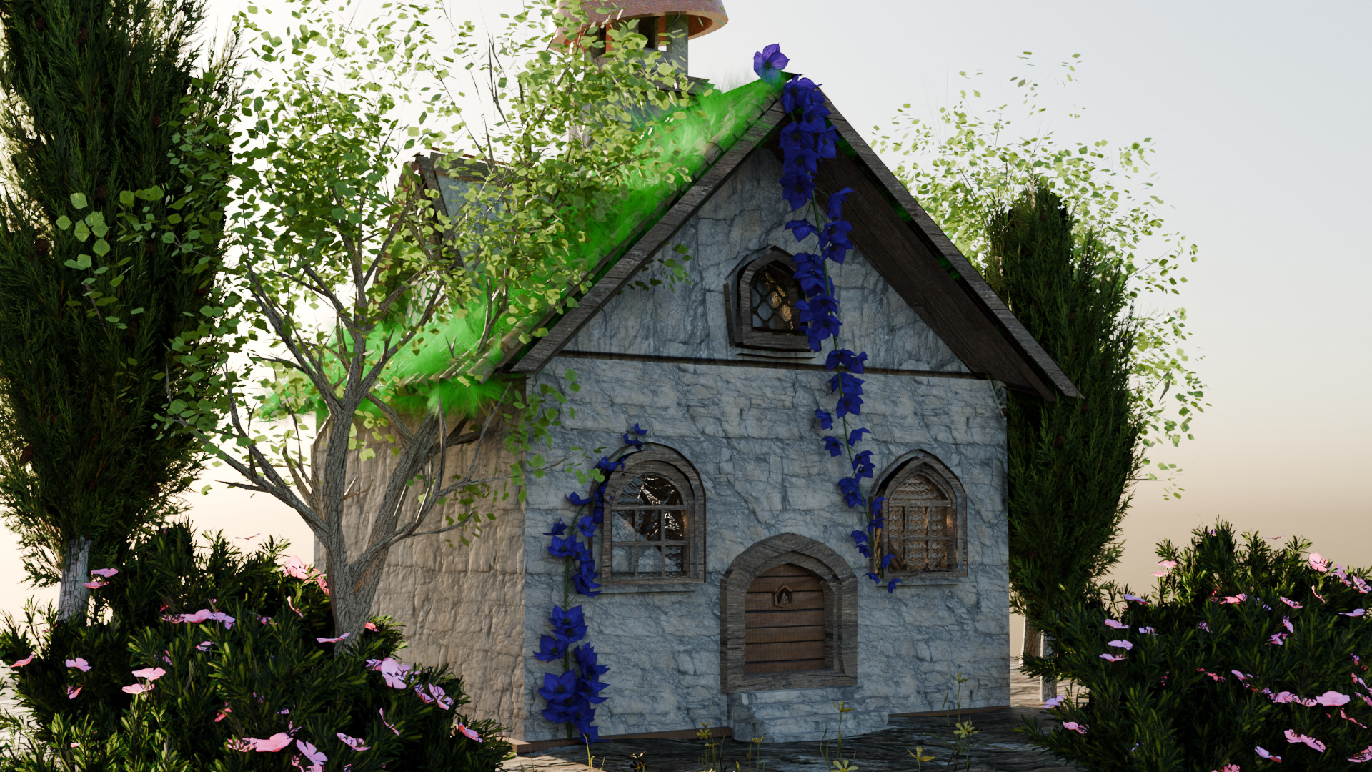 3D Forest Cottage Detailed House and  Nature Scene 3D model_1