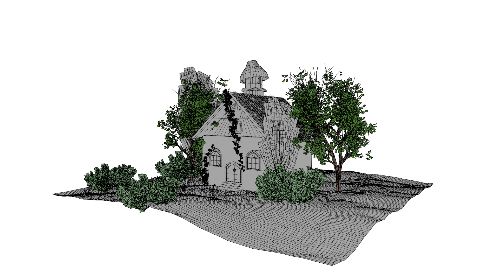 3D Forest Cottage Detailed House and  Nature Scene 3D model_8
