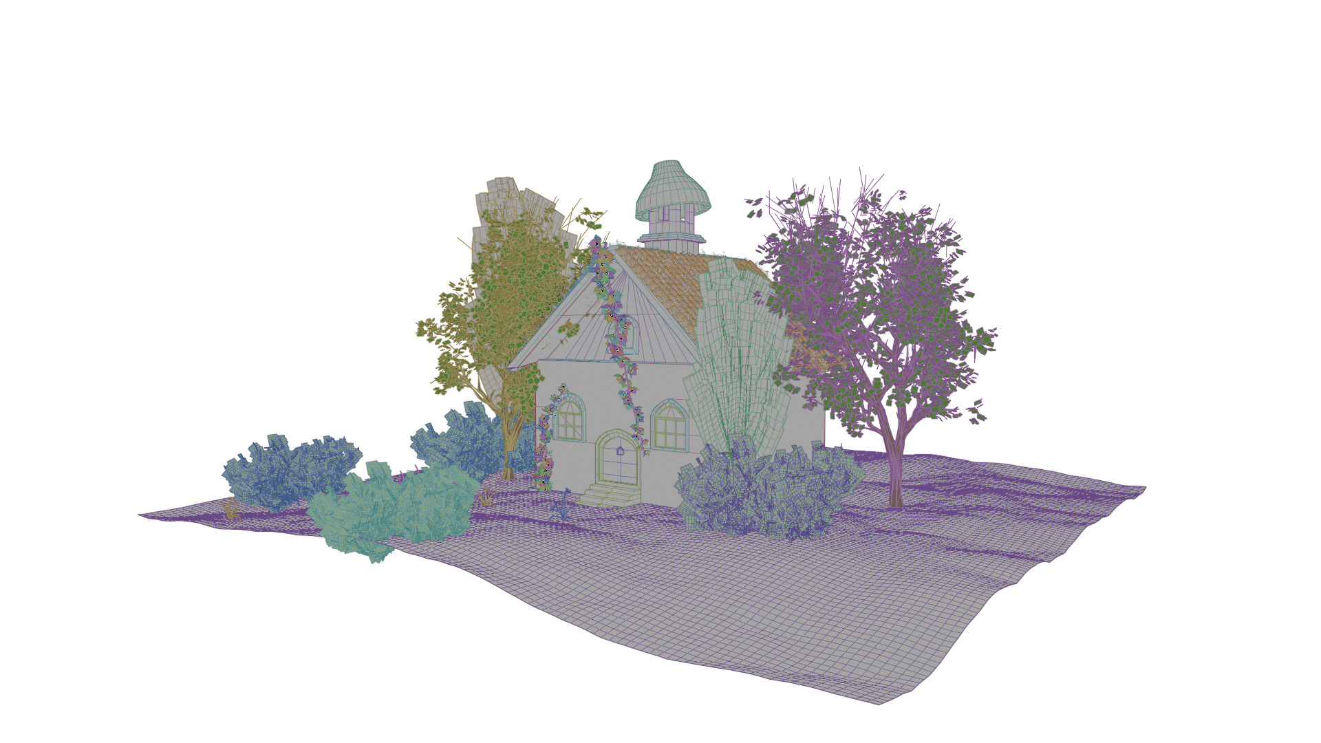 3D Forest Cottage Detailed House and  Nature Scene 3D model_11