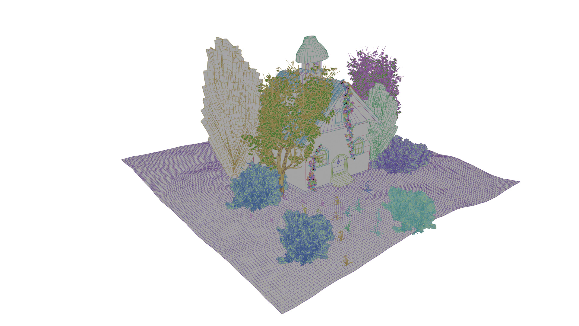 3D Forest Cottage Detailed House and  Nature Scene 3D model_9