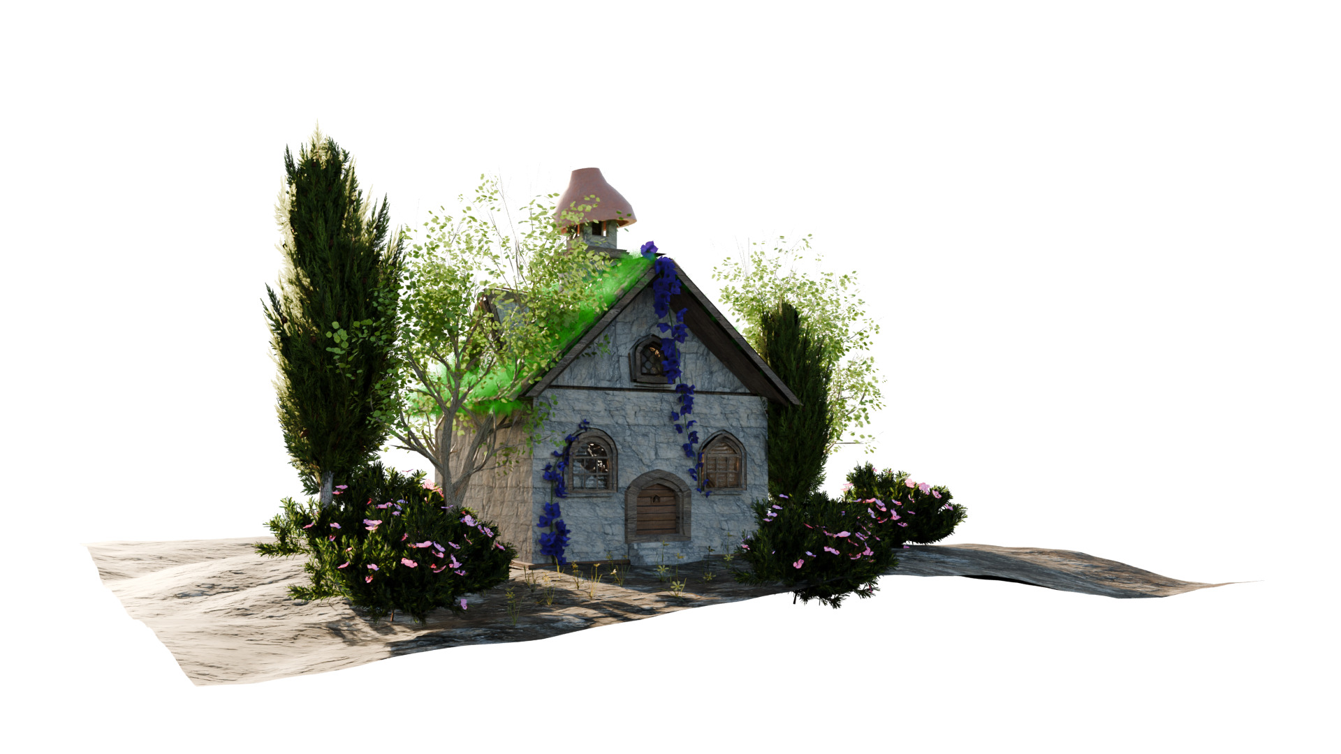3D Forest Cottage Detailed House and  Nature Scene 3D model_3