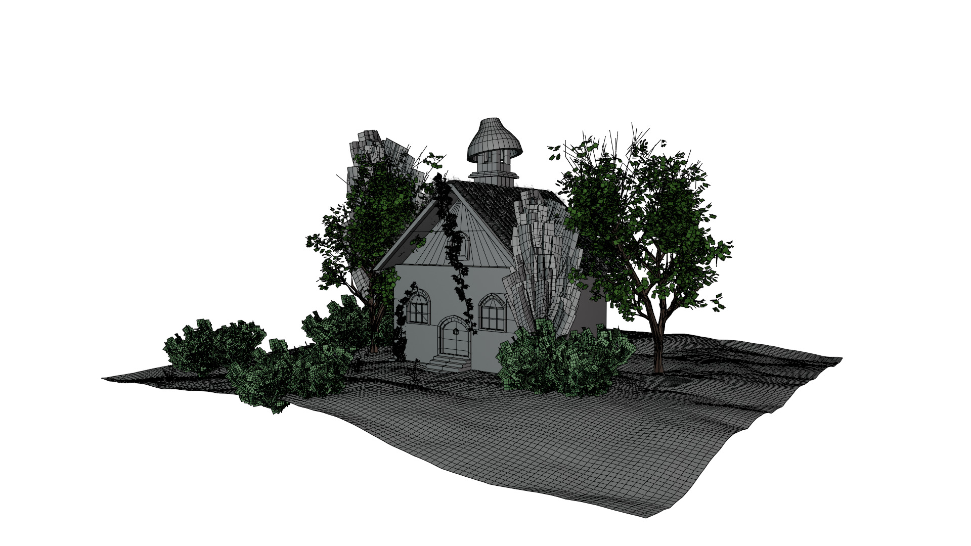 3D Forest Cottage Detailed House and  Nature Scene 3D model_13