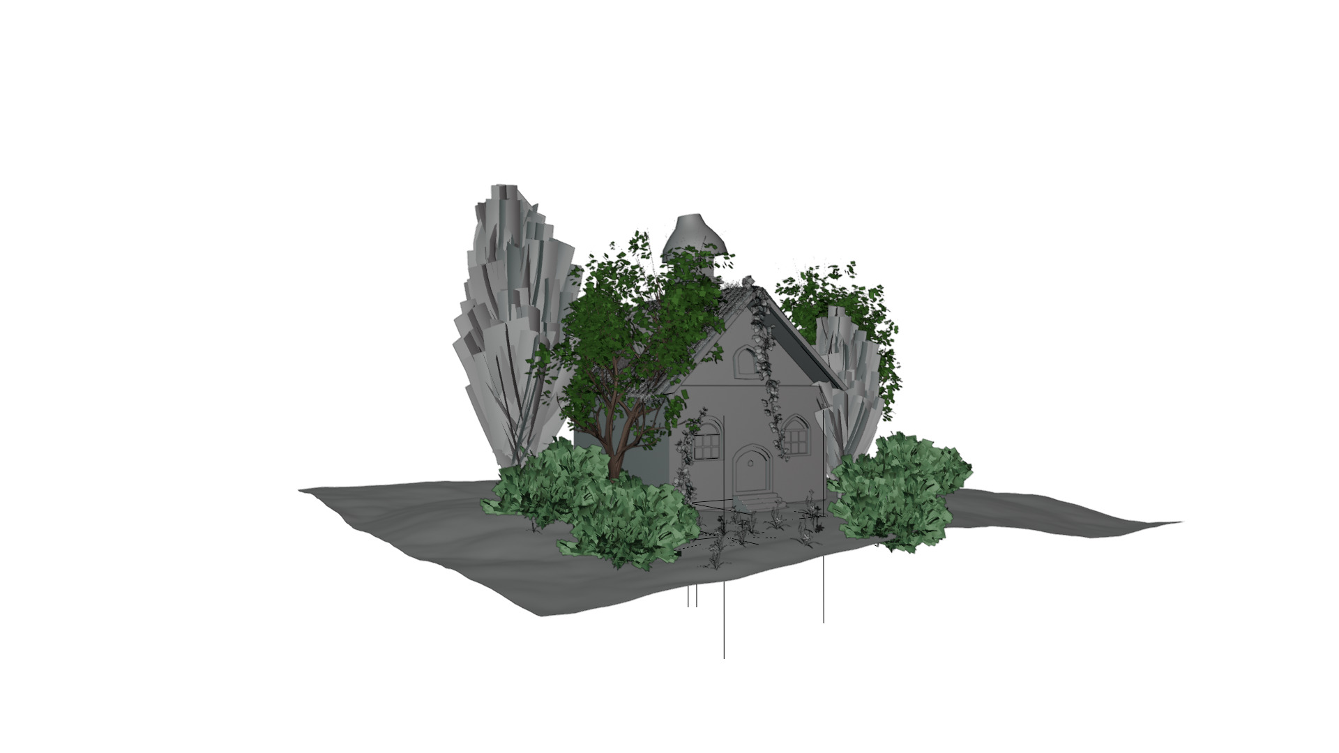 3D Forest Cottage Detailed House and  Nature Scene 3D model_4