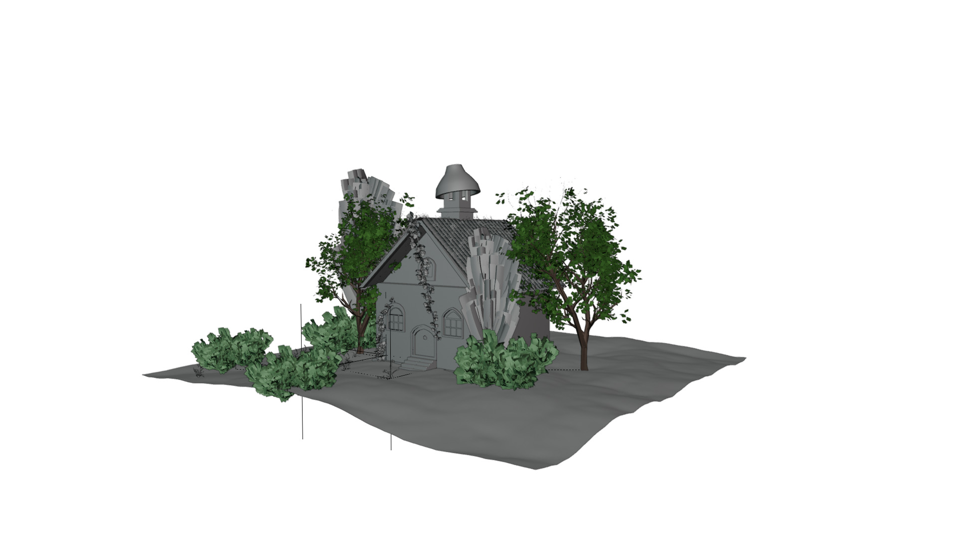 3D Forest Cottage Detailed House and  Nature Scene 3D model_5