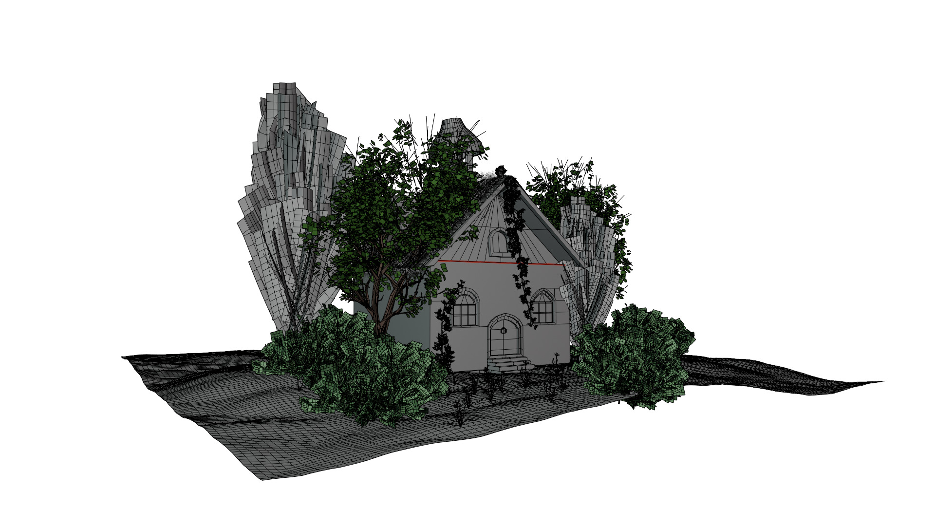 3D Forest Cottage Detailed House and  Nature Scene 3D model_12