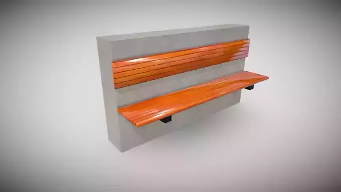 Concrete Wall Bench Low-poly 3D model