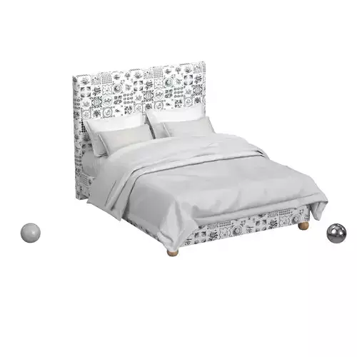 Delft Chintz Upholstered Custom Classic Bed