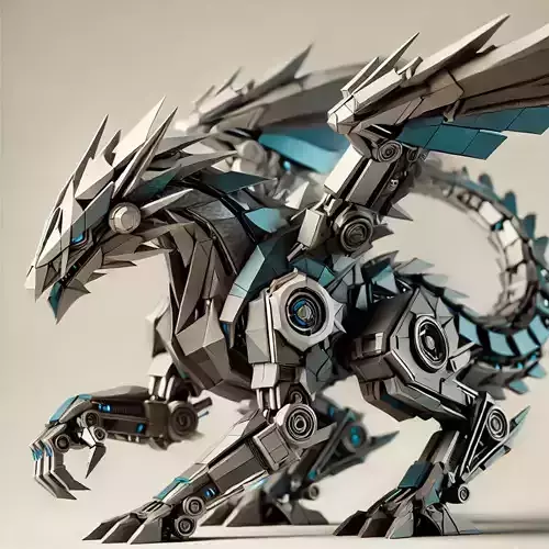 Low-Poly Mechanical Dragon 3D model