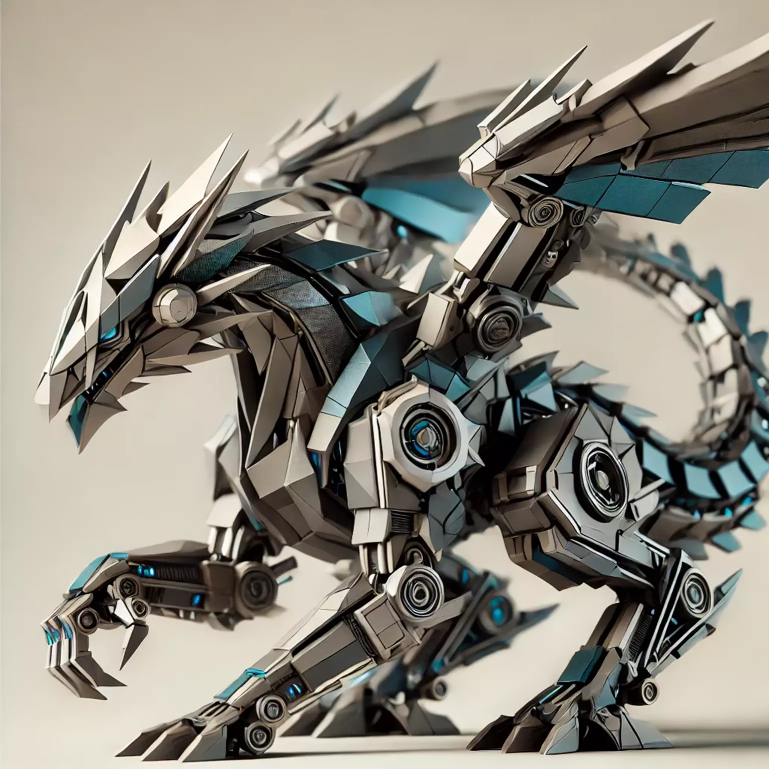 Low-Poly Mechanical Dragon 3D model_0