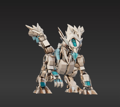 Low-Poly Mechanical Dragon 3D model_4