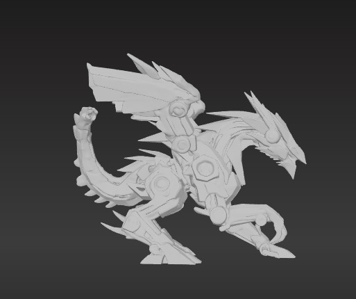 Low-Poly Mechanical Dragon 3D model_6
