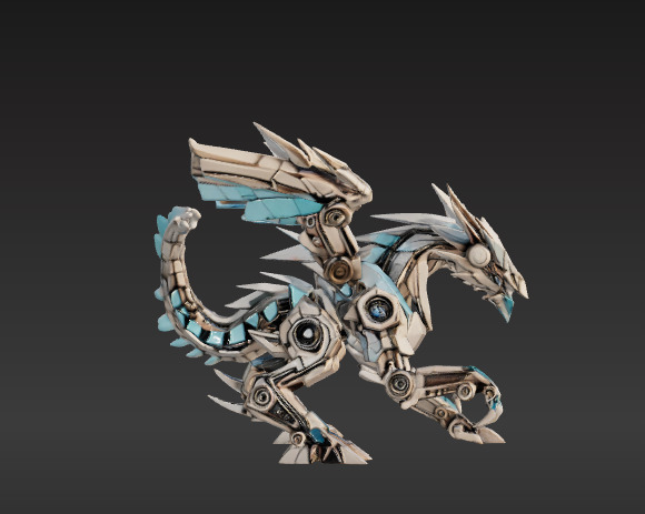 Low-Poly Mechanical Dragon 3D model_3